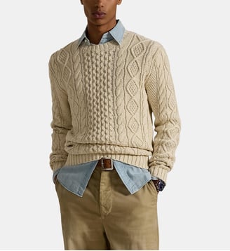 Pull droit maille torsadée - Polo Ralph Lauren - Beige