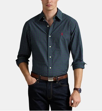 Chemise à carreaux droite en coton signature - Polo Ralph Lauren - Bleu et vert
