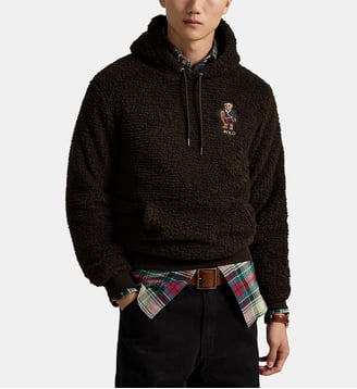 Sweat à capuche polaire droit imprimé signature  - Polo Ralph Lauren - Marron foncé