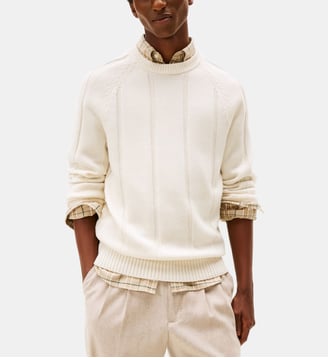 Pull en laine droit - Tommy Hilfiger - Écru