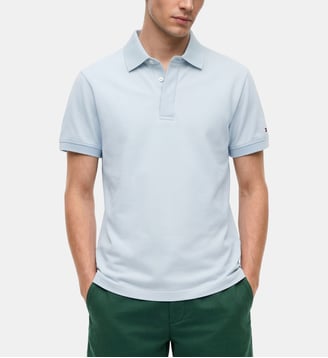 Polo droit en coton - Tommy Hilfiger - Bleu ciel