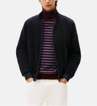 Veste droite en coton fermeture zippée - Tommy Hilfiger - Bleu marine
