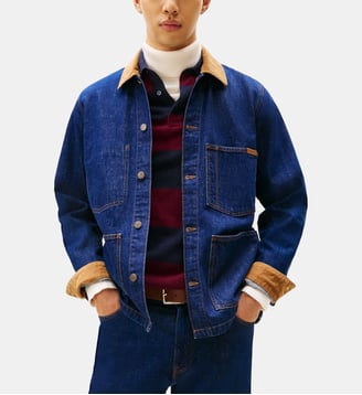 Veste classique droite en coton denim - Tommy Hilfiger - Bleu denim