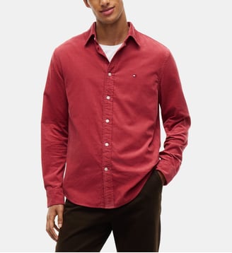Chemise droite signature col américain - Tommy Hilfiger - Rouge