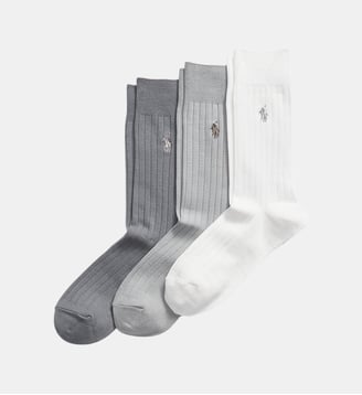 Lot 3 chaussettes hautes côtelées Egyptian Rib-Crew - Polo Ralph Lauren - Multicolore