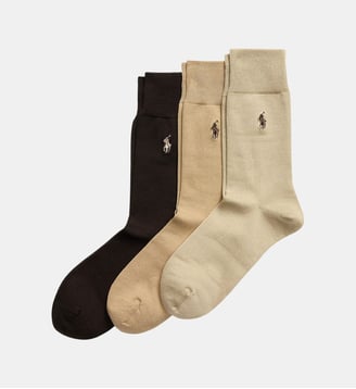 Lot de 3 chaussettes hautes en coton mélangé signature - Polo Ralph Lauren - Multicolore