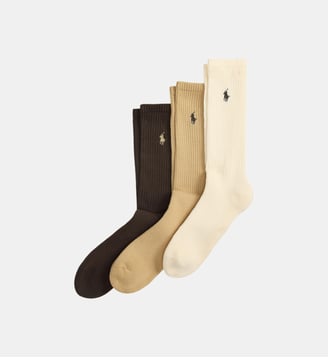 Lot de 3 paires de chaussettes classiques signature - Polo Ralph Lauren - Beige et marron