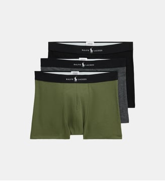 Lot de 3 boxers signature en coton mélangé - Polo Ralph Lauren - Kaki et noir