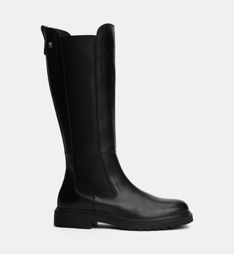 Bottes plates en cuir signature - Tommy Hilfiger - Noir