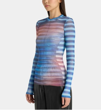 Top slim mesh à manches longues - Jean Paul Gaultier - Bleu et orange