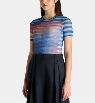 Top slim mesh fantaisie - Jean Paul Gaultier - Bleu et orange