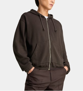 Hoodie zippé en coton - Another Aspect - Marron foncé