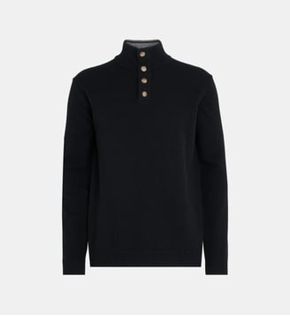 Pull en laine col camionneur boutonné - Armor-Lux - Noir