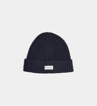 Bonnet en laine revers signature - Officine Générale - Bleu marine