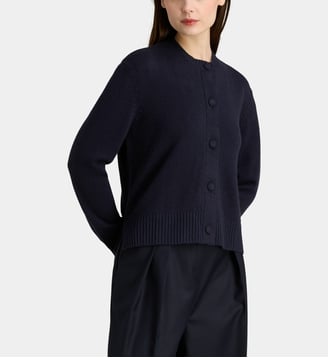 Cardigan Sirine cintrée en laine - Officine Générale - Bleu foncé