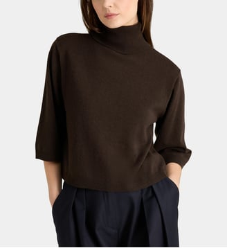 Pull court Jalila en laine - Officine Générale - Marron foncé