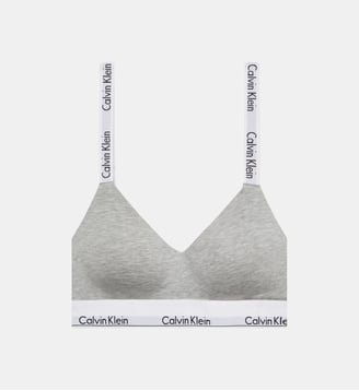 Bralette griffée en coton mélangé - Calvin Klein - Gris