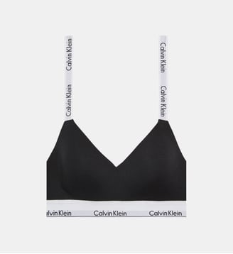 Bralette griffée en coton mélangé - Calvin Klein - Noir