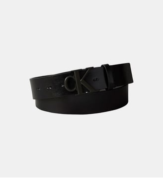 Ceinture en cuir monogramme métallique - Calvin Klein - Noir et noir de rome