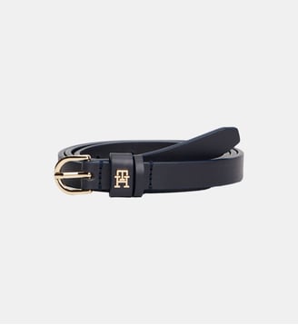 Ceinture fine griffée cuir - Tommy Hilfiger - Bleu marine