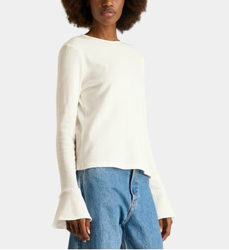 Top Anna manches longues trompettes en coton - Martin Martin - Blanc