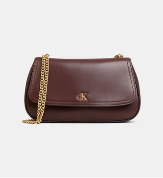 Sac à main monogramme chaînette - Calvin Klein - Bordeaux