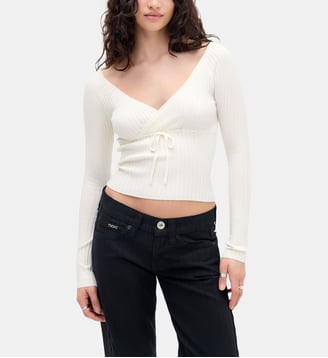 Top cache-cœur BDG ajusté tissu côtelé - BDG by Urban Outfitters - Écru