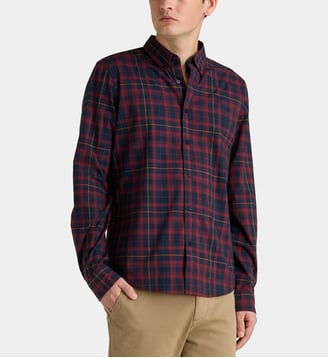 Chemise slim à carreaux en coton - Timberland - Bordeaux et bleu