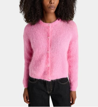 Cardigan court Olivia en mohair - Surprise - Rose