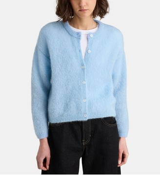 Cardigan court Olivia en mohair - Surprise - Bleu ciel