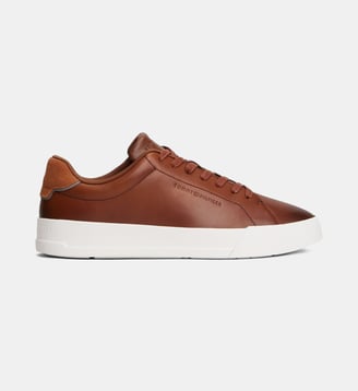 Baskets basses en cuir signature - Tommy Hilfiger - Cognac