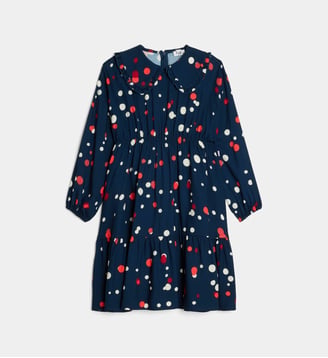 Robe pois à volants - IL GUFO - Bleu marine