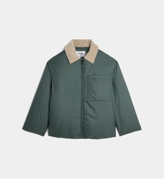 Veste droite zippée col velours - IL GUFO - Vert foncé