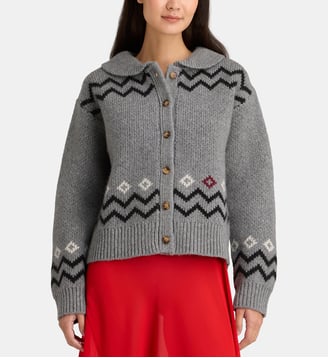 Cardigan Cecily en laine - Damson Madder - Gris