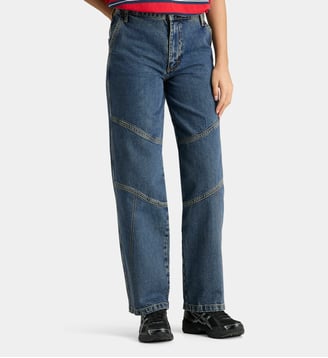 Jean Drew ample découpes coton - Damson Madder - Bleu moyen
