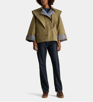 Trench court réversible Jerry coupe ample en coton  - Damson Madder - Olive