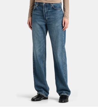 Jean Gavin droit en coton effet délavé - Anine Bing - Bleu jean