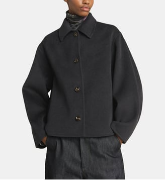 Manteau court en laine et cachemire Gyoda - Soeur - Charbon