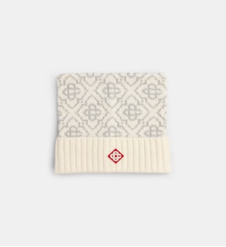 Bonnet Square à motif géométrique - Casablanca - White