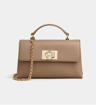 Sac à main Mini 1927 en cuir grainé - Furla - Beige foncé