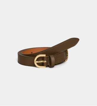 Ceinture fine en cuir de vachette - Maison Boinet - Marron taupe