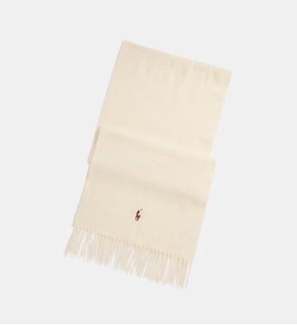 Echarpe en laine frangée signature - Polo Ralph Lauren - Beige