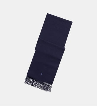 Echarpe à franges en cachemire signature - Polo Ralph Lauren - Bleu marine