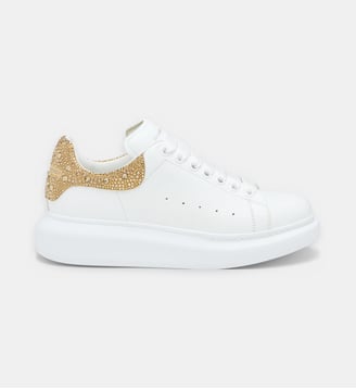 Baskets basses Oversized strass - McQueen - Blanc et marron