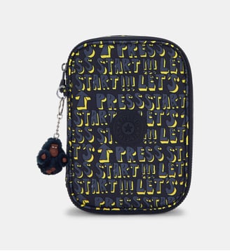 Trousse 100 à motif - Kipling - Gris et jaune