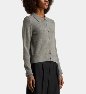 Cardigan en laine boutons et col classique - Alexander Wang - Gris