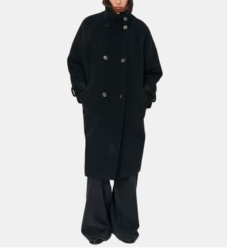 Manteau Bleeckett ample long en laine - Sessùn - Black