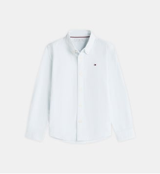 Chemise droite en coton - Tommy Hilfiger - Bleu rayures