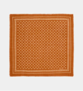 Carré Olaf n°676 motif fleuri en laine - Moismont - Marron
