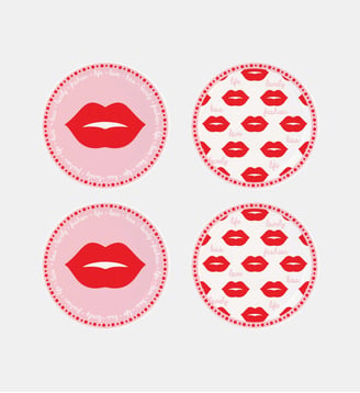 Lot de 4 dessous de verre en porcelaine - Easy Life - Rouge